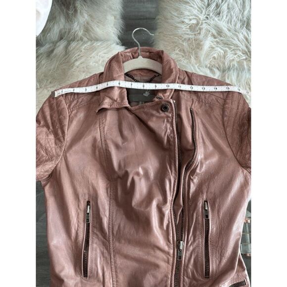 Muubaa Rokel Taupe Leather Biker Jacket Size US 2 - Picture 7 of 16
